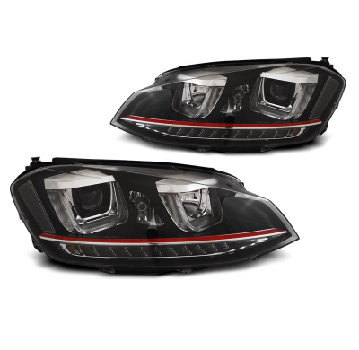 Faros Delanteros Vw Golf 7 11.12-17  U-Type Negro Rojo Line