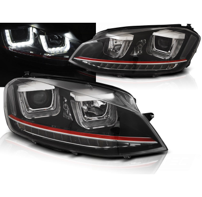 Faros Delanteros Vw Golf 7 11.12-17  U-Type Negro Rojo Line