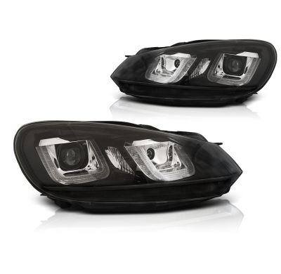 Faros Luz Diurna Vw Golf 6 08-12 U-Type Negro Negro Line Drl