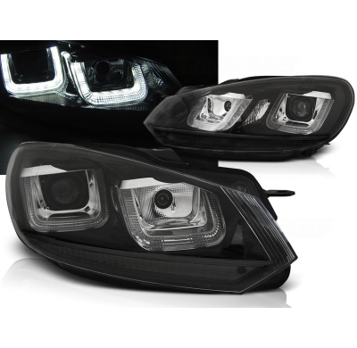 Faros Luz Diurna Vw Golf 6 08-12 U-Type Negro Negro Line Drl