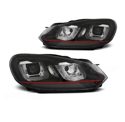 Faros Luz Diurna Vw Golf 6 08-12 U-Type Negro Rojo Line Drl