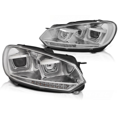 Faros Luz Diurna Vw Golf 6 08-12 U-Type Chrome Drl-Intermitente Dinamico Led Indicator