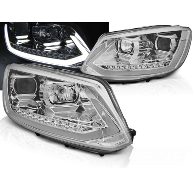 Faros Delanteros Vw Touran Ii 08.10-15 Chrome Tube Light Tru Drl Intermitentes Dinamicos