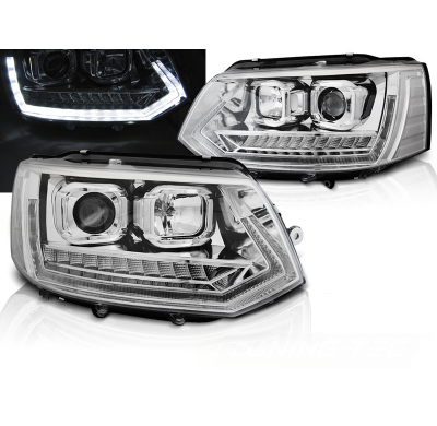 Faros delanteros VW T5 2010-2015 LED TUBE LIGHT CHROME T6 LOOK