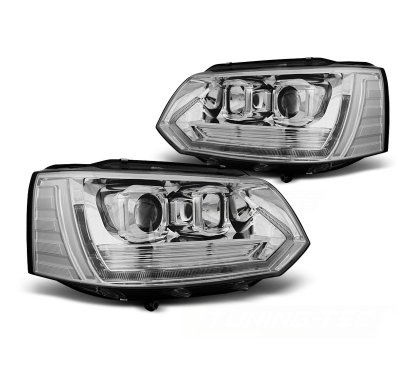 Faros Delanteros Luz Diurna Tube Light T6 Look Cromado Para Vw T5 2010-2015