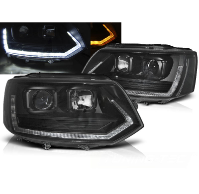 Faros Delanteros Luz Diurna Tube Light T6 Look Negro Para Vw T5 2010-2015