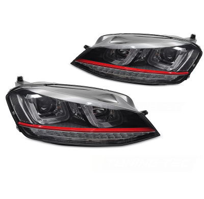 FAROS DELANTEROS INTERMITENTE DINAMICO NEGRO CON LINEA ROJA para VW GOLF 7 13-17