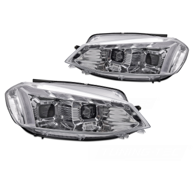 FAROS DELANTEROS CROMADOS LED LUZ DIURNA INTERMITENTE DINAMICO CON BIENVENIDA aptos para VW GOLF 7 17-19