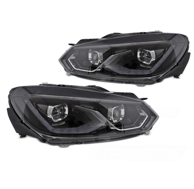 FAROS DELANTEROS LED COMPLETOS NEGROS para VW GOLF 6 08-13