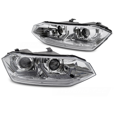 FAROS DELANTEROS LUZ DIURNA VW POLO VI 2G 17-21 SEQUENCIALES LED DRL CROMADO