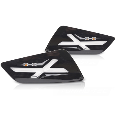 INTERMITENTE DELANTERO LED NEGRO BRILLANTE PARA VESPA GTS / GTV 300cc