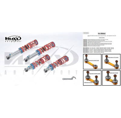 Kit Suspension Regulable Altura-Dureza V-Maxx Mazda Mx5/Miata 1.6/1.8/16v   * = Para Bajar Mas De 40 Mm Utilizar Pernos De Conex