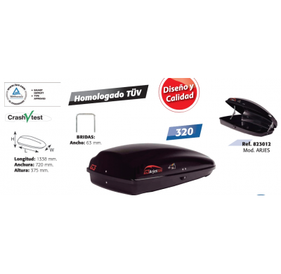 Baul Arjes 320 Med. 134 X 72 X 38 Cm. Cap. 320 Lt. Negro Brillante