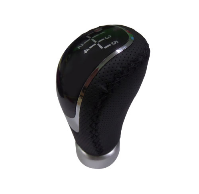 Pomo De Piel Sintética Negra Y Aluminio Cromo Con Marchas Intercambiables, Para Vehiculos Con Y Sin Gatillo