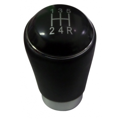 Pomo Linux Pe Piel Sintética Negra Y Aluminio Cromo Con Marchas Intercambiables, Para Vehiculos Con Y Sin Gatillo