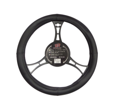 Funda Para Volante Universal, Piel Lisa Negra, 37-39 Cm