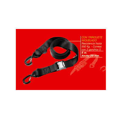 Correas Con 2 Ganchos "S" Hasta 5 M-Ancho 25mm