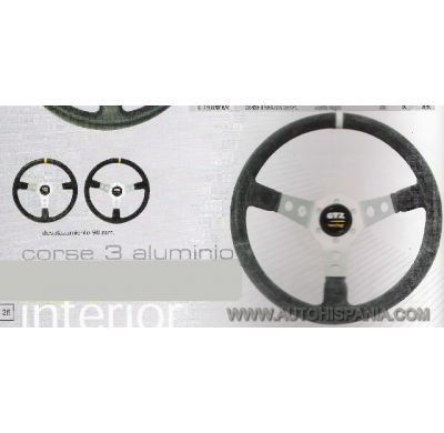 Corse 3 Brazos Desplazamiento 90mm Base Color Aluminio Color Piel Negro Diametro 350 - Gtz Volantes Para Competicion Desplazados