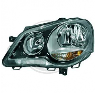 Faro Dcho. Polo, 05-09; Con Motor; H7/H1, Negro