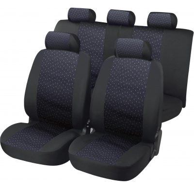 Fundas Asiento 11piezas Annecy Negro/Motas Blancas