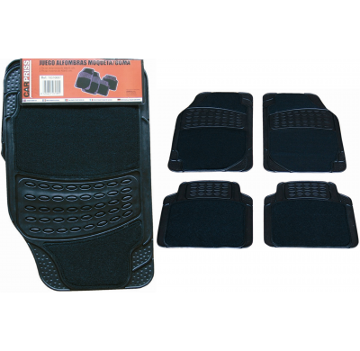 Juego Alfombras 4 Piezas Moqueta/Goma.