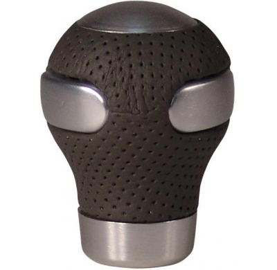 Pomo Palanca Cambio Aluminio/Piel Gris Oscuro