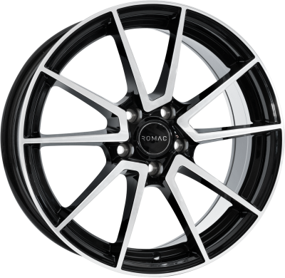 LLANTA ROMAC AIR 18 X 8.00 ET 45 5X108 Buje: 73,1 GLOSS BLACK W/ POLISHED FACE
