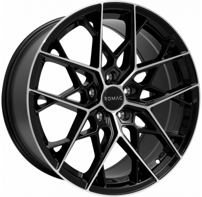 LLANTA ROMAC VORTEX 18 X 8.50 ET 45 5X112 Buje: 73,1 GLOSS BLACK W/ POLISHED FACE