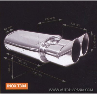 Sistemas De Escape Universales Blast Acero Inox Doble Dtm Raceland En Acero Inoxidable - Carbono.  Con Salida Redonda Y Punta De
