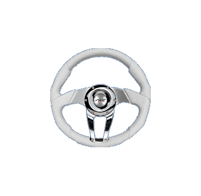 Volante 350mm White Leather/Chrome Spokes