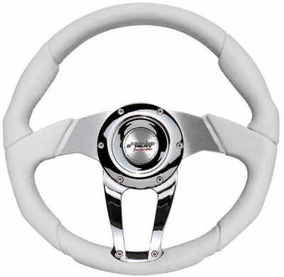 Volante 350mm White Leather/Chrome Spokes