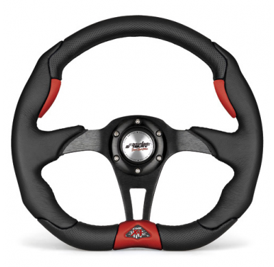 Volante Simoni X4 Poliuretano Negro Piel Rojo