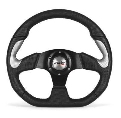 Volante X2 330 Poliuretano-Piel Inox-Bra. Neg