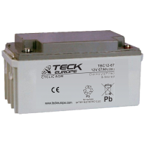 Bateria Teck Cyclic Agm 12v Referencia: Tbc12-67 - Voltaje 12 - Capacidad (Ah-20h) 67 - Dimensiones: L(Mm) 348 - an (Mm) 167 - A