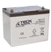 Bateria Teck Cyclic Agm 12v Referencia: Tbc12-75 - Voltaje 12 - Capacidad (Ah-20h) 79 - Dimensiones: L(Mm) 260 - an (Mm) 168 - A