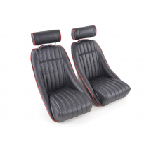 Juego asientos deportivos Montgomery cuero artificial costura negra Rojo / Fk Automotive