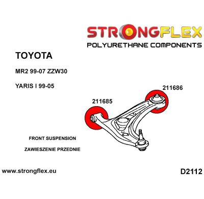 SILENTBLOCK Toyota Yaris Yaris I 99-05 KIT DE BUJE DELANTERO DE HORQUILLA DELANTERA STRONGFLEX 2 Unidades