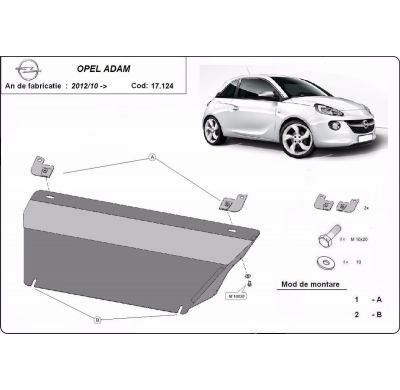 Cubre Carter Metalico Opel Adam 2012-2018 Acero 2mm