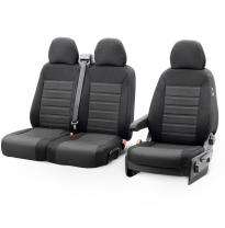 Original Design Fundas de asiento de tela 2+1 especifica para Citroën Berlingo/Peugeot Partner 2008-2018 (airbag debajo de la cu