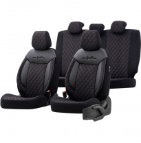Juego de fundas de asiento universales de terciopelo/tela &#039;Comfortline VIP&#039; Negro - 11 piezas - apto para airbags laterales