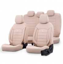 Juego de fundas de asiento universales de cuero &#039;Inspire&#039; Crème - 11 piezas - apto para airbags laterales
