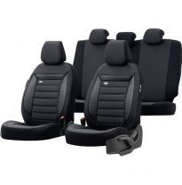 Juego de fundas de asiento de tejido universal &quot;Prestige&quot; negro/carbón - 11 piezas - apto para airbags laterales