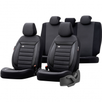 Juego de fundas de asiento universales de tela &#039;Prestige&#039; Negro/Carbón a cuadros - 11 piezas - apto para airbags laterales