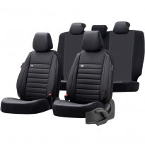 Juego de fundas de asiento universales de cuero/tejido &#039;Royal&#039; Negro/Antracita - 11 piezas - apto para airbags laterales