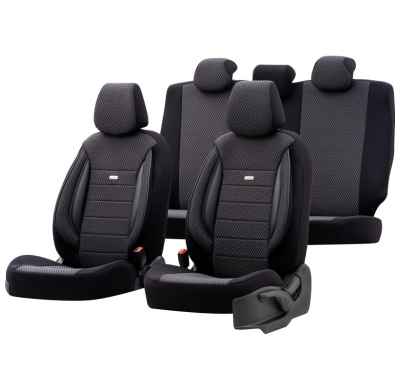 Juego de fundas de asiento universales de tela 'SelectedFit Sports' Negro - 11 piezas - apto para airbags laterales