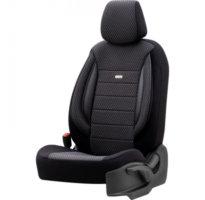 Juego de fundas de asiento universales de tela 'SelectedFit Sports' Negro - 11 piezas - apto para airbags laterales