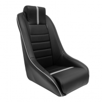 Asiento deportivo &#039;Classic RS&#039; - Cuero sintético negro/gris - Respaldo no reclinable + Reposacabezas integrado - incl. diapositi